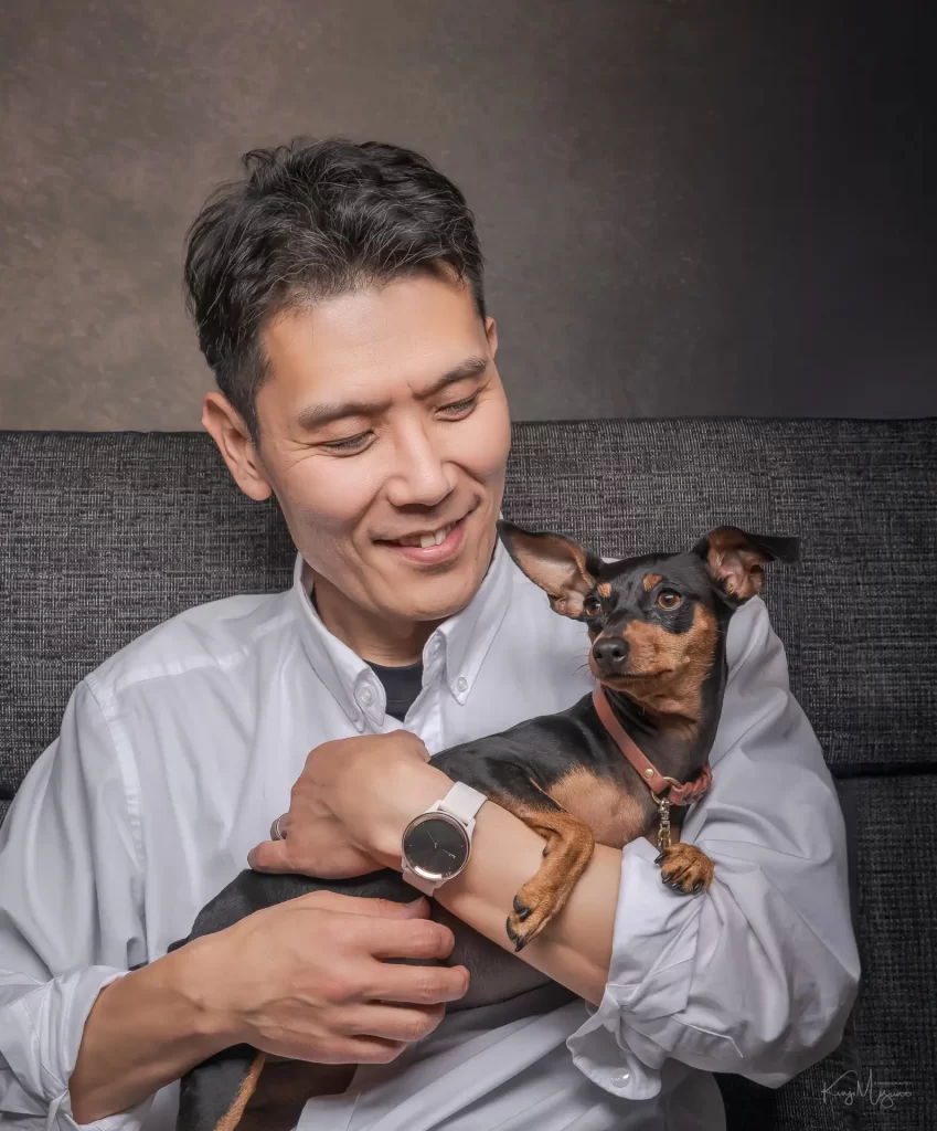 愛犬と一緒の肖像写真