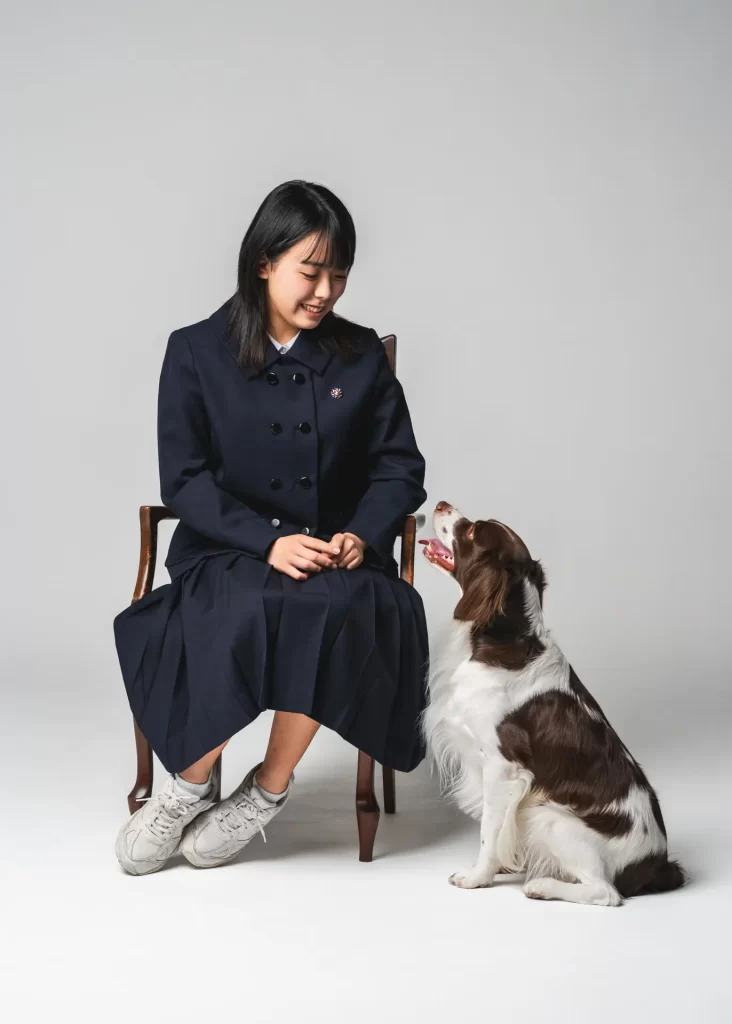 愛犬と一緒の入学・卒業の記念写真